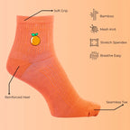 Clementine | Organic Bamboo Socks | Unisex Quarter | Compression