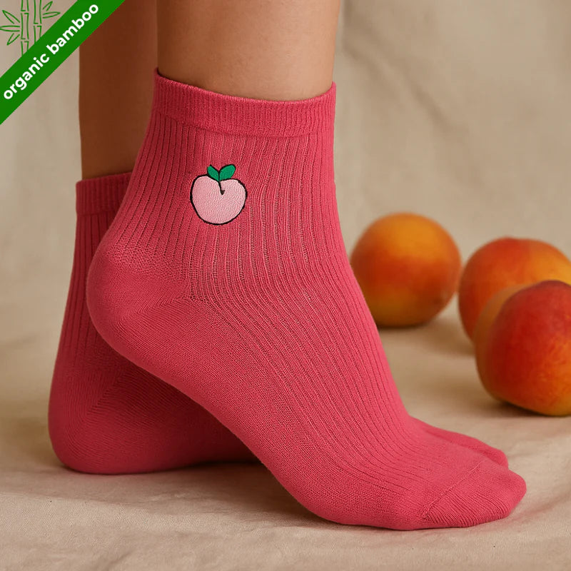 Peachy | Organic Bamboo Socks | Unisex Quarter | Compression