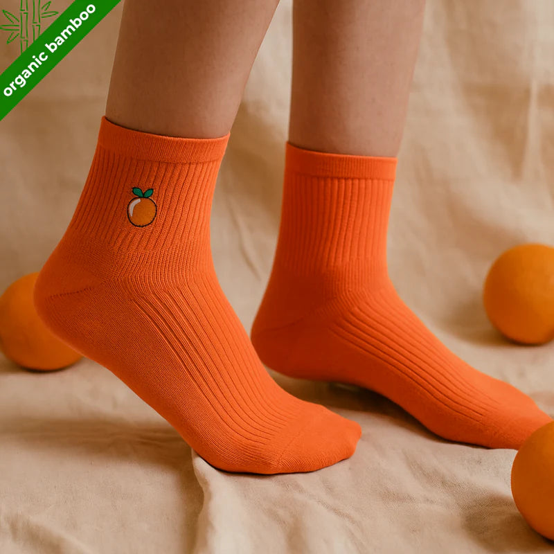 Clementine | Organic Bamboo Socks | Unisex Quarter | Compression