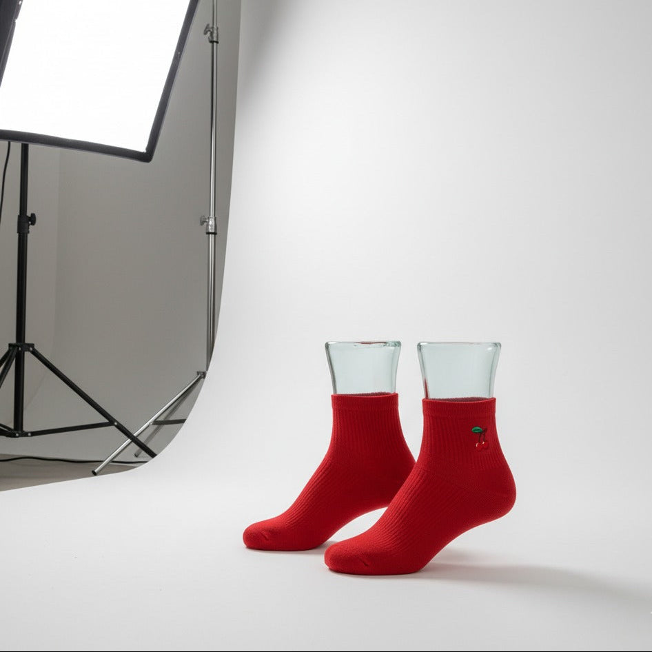 Mon Cherrie | Organic Bamboo Socks | Unisex Quarter | Compression